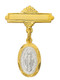 TuTone Gold and Sterling Silver Miraculous Medal Bar Pin/Pendant.  Bar pin comes in a deluxe velour gift box and is made in the USA.  Engraving on bar available

 