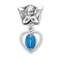Blue enamel 1 1/16" Sterling silver Miraculous Medal in a Heart Angel Pin. Sized for a baby, ideal for baptisms and christenings. Comes in a Deluxe velour gift box. Dimensions: 1.0" x 0.5" (25mm x 13mm). Made in the USA.  