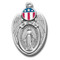 1 1/4" Navy Miraculous Medal with a 24" Chain. Medal is all sterling silver with a genuine rhodium-plated, stainless steel chain. The medal features red white and blue epoxy embellishments. Medal comes in a deluxe velour gift box

