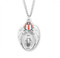 1 1/4" Air Force Miraculous Medal with a 24" Chain. Medal is all sterling silver with a genuine rhodium-plated, stainless steel chain. The medal features red white and blue epoxy embellishments. Deluxe velour gift box. 