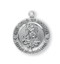 Saint Michael FRONT ~ Solid .925 sterling silver Saint Michael marines medal-pendant. St Michael depicted on the front of the medal and the  United States Marine Corps Medal depicted on the back. St Michael Marines Medal comes on a  24" genuine rhodium plated endless curb chain.  Dimensions: 0.9" x 0.8" (24mm x 22mm). Weight of medal: 4.5 Grams.  St Michael Marine Medal comes in a deluxe velour gift box. Made in the USA