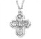 Four-way combination Medal, Miraculous-Scapular-Saint Christopher-Saint Joseph medals. Four way medal comes on a 24" genuine rhodium plated endless curb chain.  Dimensions: 1.4" x 1.1" (35mm x 27mm). Deluxe velour gift box. Made in USA.