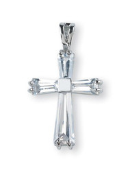 Sterling Silver Cross Pendant with Crystal Zircon
