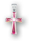 Sterling Silver Cross Pendant with Pink Zircon