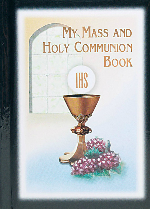 Holy Communion Missal has a Padded Cover in Black or White with Gold stamped edging on pages.