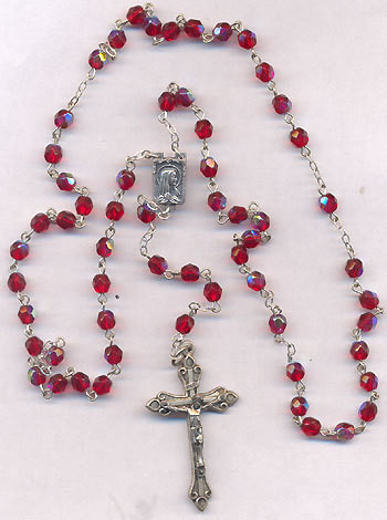 Red Aurora Borealis Rosary.  Perfect Gift for Confirmation!