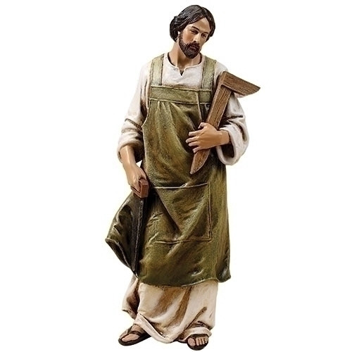  St. Joseph the Worker 10" Statue.  Resin/Stone Mix. Dimensions: 10.25"H x 3.75"W x 3"D