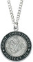Grey Enamel "Surfer" Style St. Christopher 13/16" Round Medal. St Christopher Sterling Silver Surfer Medal comes on a 20" Stainless Steel Chain.  