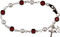 7 1/2" Ruby & Pearl Rhodium Bracelet. This beautiful Confirmation bracelet has a rhodium Holy Spirit Medal and Crucifix attached and comes gift boxed. 