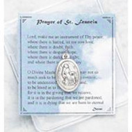 Prayer of St. Francis -Inspirational Moments Prayer Card. "Lord Make Me a Channel of Your Peace..." Perfect for purse, briefcase or pocket, this small devotional remembrance is a helpful way to encourage you to have an inspirational moment every day. Each vinyl folder contains a prayer card and devotional medallion remembrance.  Card Size: 2.75" x 3"