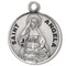 Round St. Angela Medal w/18" Chain - Sterling silver St. Angela Medal comes with an 18" genuine rhodium plated fine curb chain in a deluxe velour gift box.  Dimensions: 0.9" x 0.7"(22mm x 18mm).  Made in USA. Engraving Option Available