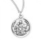 Sterling silver round St. Anne medal w/18" Chain -  Detail depicts her with her daughter Mary as a child.  St Anne medal comes on an 18"  sterling silver genuine rhodium-plated, stainless steel chain in a deluxe velour gift box.  Dimensions: 0.9" x 0.7"(22mm x 18mm). Made in the USA. Saint Anne is the Patron Saint of housewives, mothers, grandmothers, and women in labor. Engraving Option Available. 
