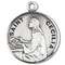 Round St. Cecilia w/18" Chain. Sterling Silver St Cecilia medal comes on an 18" Genuine rhodium plated fine curb chain. Dimensions: 0.9" x 0.7"(22mm x 18mm). Weight of medal: 3.3 Grams.. Medal is made in USA and comes in a deluxe velvet gift box. Engraving Option Available