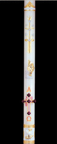 Ornamented Paschal Candle - Hand-Decorated Beeswax Candle
