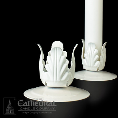 1-1/4" White Metal Candle Stand for Single Sacramental Candle