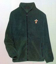 Full Zip Jacket for clergy or Deacon ~ 100% Polyester, Wash Tested ~ Easy Care-Super Durable-Anti Pill. 13.75 oz~ Elasticized Cuffs ~ Reinforced Pockets. Green or Black.Sizes Sm, Med, Lrg, XLrg, 2XL, 3XL, & 4XL