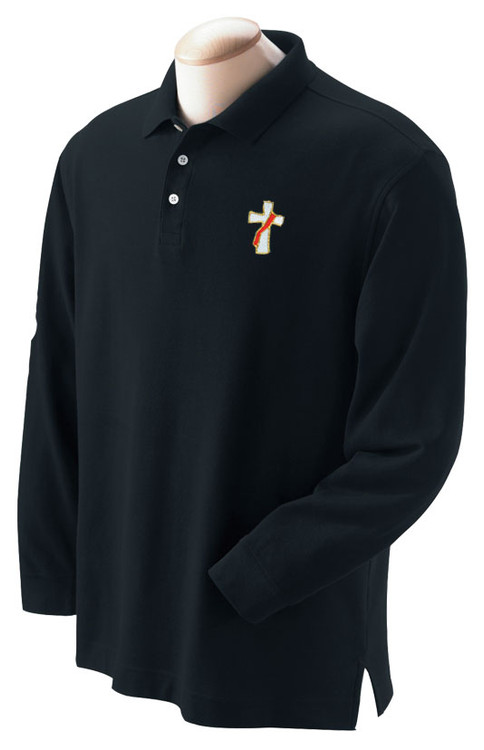 Long Sleeve Men's 100 percent cotton Polo Shirt. The softest and most durable cotton. Matching knit collar and Dupont Lycra ribbed cuffs offer a clean look. Classic fit offers  a professional appearance.   Sizes S, M, L, XL, 2X, 3x, 4x. See sizing chart for measurements. Long Sleeve Colors: Black, Heather Grey, Navy, Royal, Stone and White. (Red not available in Long sleeve) 