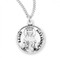 Round 7/8" Sterling Silver St. Alexandra Medal. St Alexandra medal comes on an 18" genuine rhodium plated fine curb chain.  St Alexandra medal presents in a deluxe velour gift box. Made in the USA. Engraving option available. 


