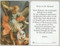 Laminated prayer card with enameled image medal design on card. Prayer on reverse side. Approximately 2 1/4 x 3 1/4 inches. Printed in Italy