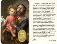 Laminated prayer card with gold foil embossed medal design on card. Prayer on reverse side. Approximately 2 1/4 x 3 1/4 inches. Printed in Italy

 