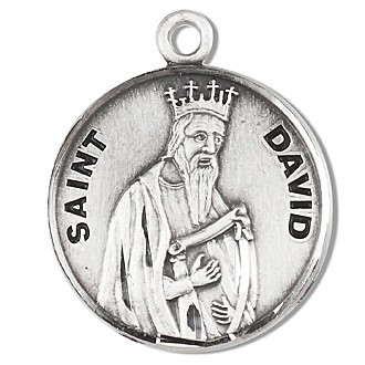 Saint David Medal ~ Round 7/8" Sterling Silver with a 20" genuine rhodium-plated, stainless steel chain in a deluxe velour gift box.
Dimensions: 0.9" x 0.7"(22mm x 18mm)
Weight of medal: 3.3 Grams.
Engraving Option Available. Made in the USA