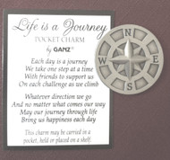 1 1/4" Pewter "Life is a Journey" Compass Pocket Token 
