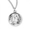 St Dominic Round 7/8" medal. Medal is sterling silver and comes with a 20" genuine rhodium plated curb chain.  Medal presents in a deluxe velour gift box.  Made in the USA. Engraving option available.