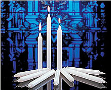 These high quality, White Stearine candles may be used for a variety of different ceremonies and vigils both in the church and outdoors throughout the year. They are available in three different sizes. 