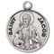 St. Jacob Round 7/8" medal. Medal is sterling silver and comes with a 20" genuine rhodium plated curb chain.  Medal presents in a deluxe velour gift box.  Made in the USA. Engraving option available