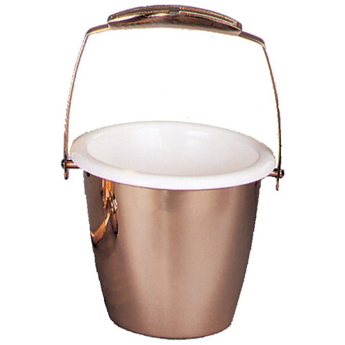 Holy Water Pot 1100-29. Holy Water Pot comes supplied with sprinkler and aclear plastic liner for interior of holy water pot. Metals available are bronze or brass. Finishes available are high polish or satin. Oven baked for durability. 


