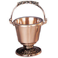 Holy Water Pot. Holy water pot comes supplied with sprinkler and  clear plastic liner for interior of holy water potMetals available are bronze or brass.  Finishes available are high polish or satin.  Oven baked for durability.  Liners and sprinklers can be acquired separately

 