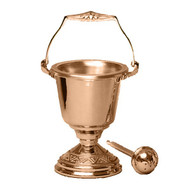 Holy Water Pots come supplied with sprinkler and  clear plastic liner for interior of holy water pot. Metals available are bronze or brass. Finishes available are high polish or satin. Oven baked for durability.  Liners and sprinklers can be acquired separately

 