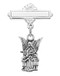 Sterling Guardian Angel medal Baby Bar Pin. Sized for baby. Perfect for baptism or christening gift. Comes in a deluxe gift box. Made in the USA. Engraving Option available