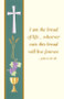 Banner Style Communion Bulletin. 5 1/2" x 8 1/2" (folded). 100 per box. Coordinating Certificates (XC103, XC113), Holy Card(HG390) and Bookmark(BK394)