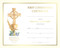 Pre printed Communion Certificate, Spiritual Collection-50 - 8" x 10" Gold Foil Communion Certificates ~ Blank for computerized printing or Preprinted. Lay out guides are provided for the blank certificates along with wording ideas. Coordinating Bulletins(TB103) and Holy Cards (HG100) are available

 
