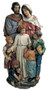 Colored wall relief with the Holy Family and children made of fiberglass.

