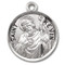 Saint Kevin Medal ~ Round sterling silver St. Kevin patron saint medal/pendant. Medal comes on a  20" Genuine rhodium plated curb chain. Dimensions: 0.9" x 0.7"(22mm x 18mm). A deluxe velour gift box is included. Made in the USA. Engraving Available