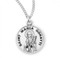 Round Solid .925 sterling silver St. Maria Goretti medal/pendant. Saint Maria Goretti is the Patron Saint of teenage girls, and purity.Medal comes on an 18" genuine rhodium plated fine curb chain. Presents in a deluxe velour gift box. Dimensions: 0.9" x 0.7"(22mm x 18mm). Made in the USA.  Engraving Available