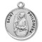 Saint Philomena Medal ~ Solid .925 sterling silver Saint Philomena round medal-pendant. Saint Philomena is the Patron Saint of bodily ills, and infants.  An 18" Genuine rhodium plated fine curb chain and a deluxe velour gift box are included. Dimensions: 0.9" x 0.7"(22mm x 18mm)Made in the USA. Engraving Available