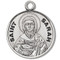Saint Sarah Medal ~ Solid .925 sterling silver Saint Sarah round medal-pendant. Saint Sarah is the Patron Saint of laughter. An 18" Genuine rhodium plated fine curb chain and a deluxe velour gift box is included. Dimensions: 0.9" x 0.7"(22mm x 18mm). Made in the USA. Engraving Available