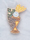 Gold-plated Chalice Lapel Pin with Enameled Wheat & Grapes. 3/4"W x 1 1/8"H. Individually Carded