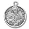 Solid .925 sterling silver Saint Peter round medal-pendant.The Patron Saint of Fishermen and the Holder of the Keys to Heaven.  A 20" Genuine rhodium plated curb chain and a deluxe velour gift box are included. Dimensions: 0.9" x 0.7"(22mm x 18mm). Made in the USA. Engraving Option Available