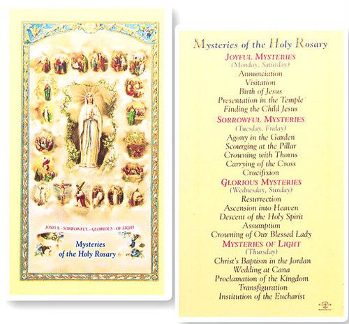 Clear, laminated Italian holy cards with gold accents.  Features World Famous Fratelli-Bonella Artwork.  2.5'' X 4.5'' 