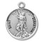 Saint Sebastian Medal ~ Solid .925 sterling silver Saint Sebastian round medal-pendant.  Saint Sebastian is the Patron Saint of athletes, archers, armorers, and soldiers. A 20" Genuine rhodium plated curb chain and a deluxe velour gift box are included.  Dimensions: 0.9" x 0.7"(22mm x 18mm). Made in the USA. Engraving Option Available