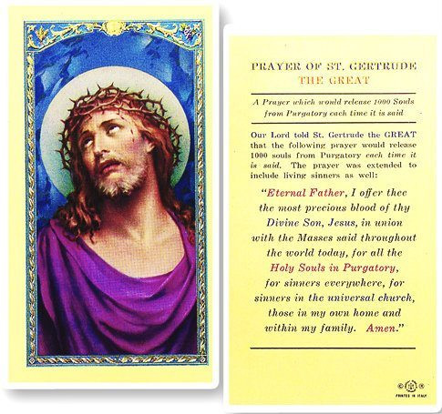 St. Gertrude, Prayer for Souls in Purgatory, Laminated Holy Card, - St ...