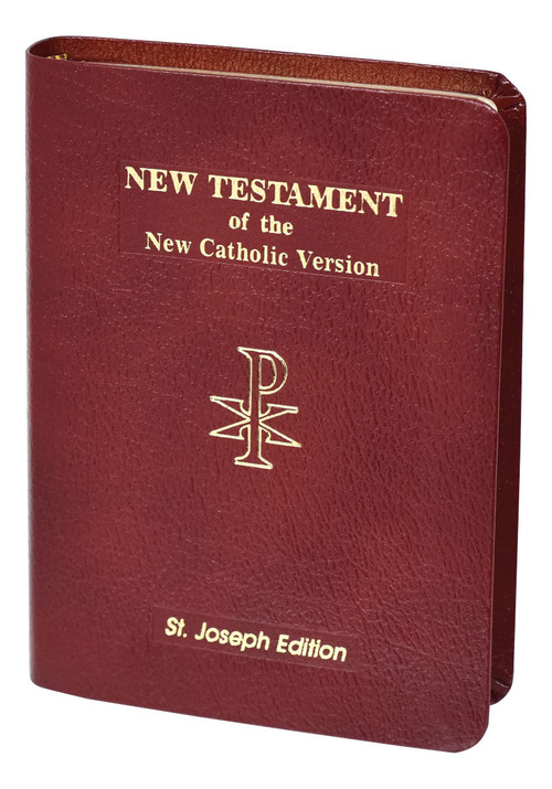 A completely new Catholic translation in conformity with the Church's translation guidelines, the New Catholic Version is intended to be used by Catholics for daily prayer and meditation, as well as private devotion and group study as an alternative to other translations currently available. This faithful reader-friendly translation of the New Testament was prepared by the same team as the NCV Psalms released in 2002 and widely acclaimed for its readability and copious, well-written and informative notes. This St. Joseph Edition with photographs and maps of the Holy Land and many other Bible helps, including the words of Christ in red, features a burgundy leather cover and gilded edges. Gift Boxed.