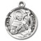 Solid .925 sterling silver Saint Thomas Aquinas round medal-pendant. Saint Thomas is the Patron Saint of schools, and students.  A 20" Genuine rhodium plated curb chain and a deluxe velour gift box are included. Dimensions: 0.9" x 0.7"(22mm x 18mm). Made in USA. Engraving Option Available