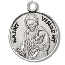 Solid .925 sterling silver Sterling silver round St. Vincent. St Vincent medal comes with a genuine 20" Chain rhodium-plated, stainless steel chain in a deluxe velour gift box.   Dimensions: 0.9" x 0.7"(22mm x 18mm)
Weight of medal: 3.3 Grams.Engraving Option Available. Made in the USA