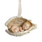 3.5 inch Baby Keepsakes Ornament  "Baby's First Christmas" written on inside of angel wing. Dimensions: 2.125"H x 3.5"W x 2"D. Materials: Resin/Stone Mix