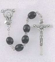 Carved Wood Rosary ~ Black